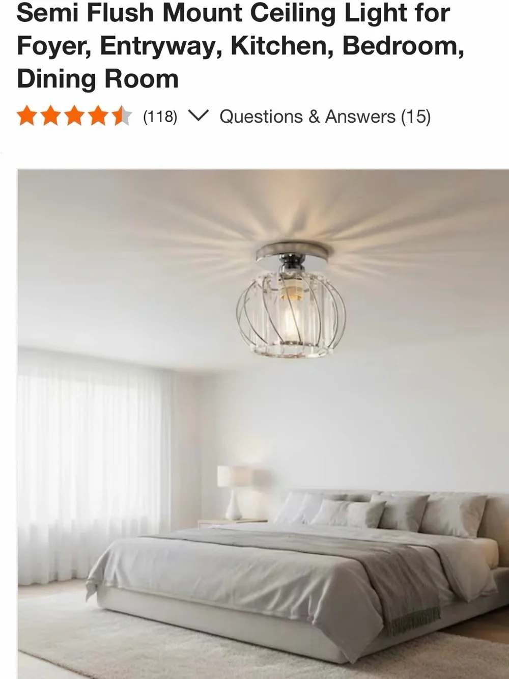 New Semi-Flush Ceiling Light Fixture in Chrome